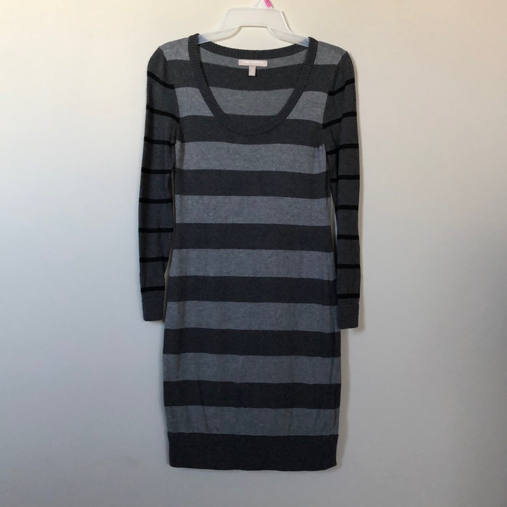 Banana Republic gray striped sweater dress